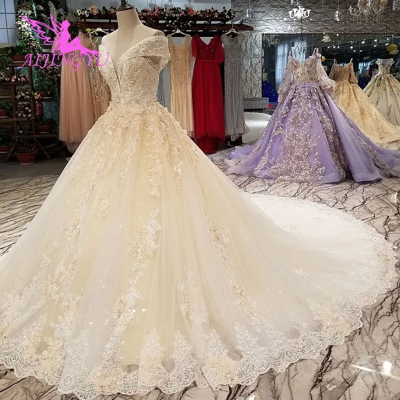 

AIJINGYU Wedding Dress Gown Split White Muslim Lace Boho Stars Princess Gowns Looking For Wedding Dresses