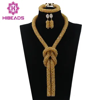 

Latest Gold Nigerian Wedding African Beads Jewelry Set Dubai African Costume Women Jewelry Set Free shipping WD467