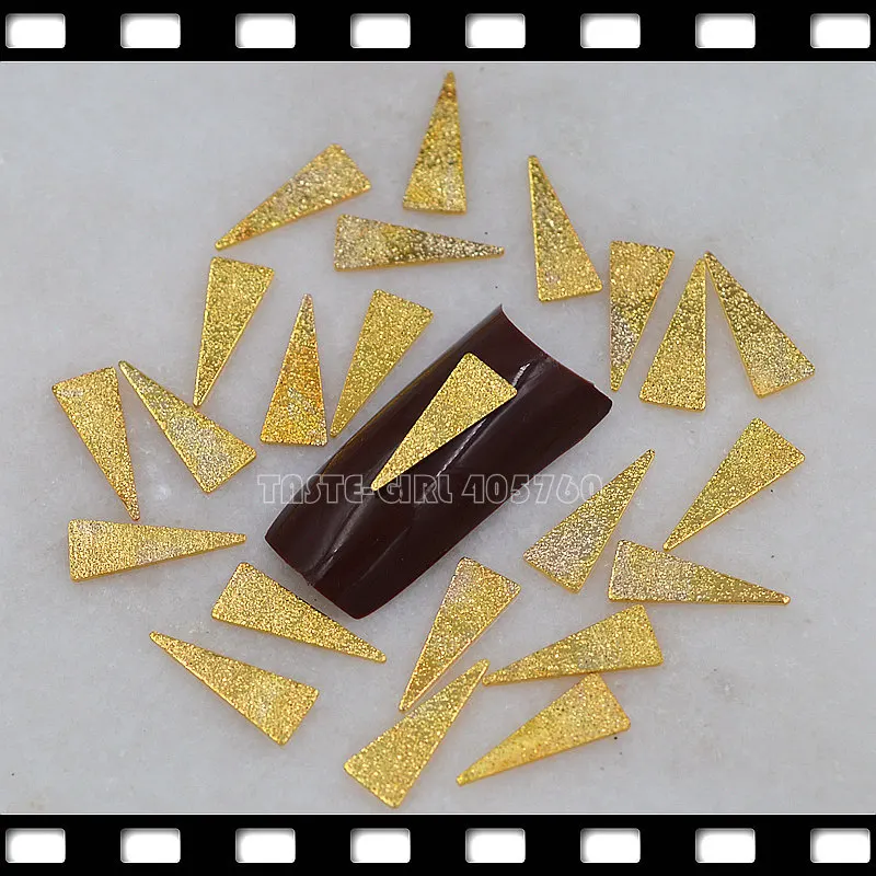 

20pcs Gold Silver Frosted Narrow Isosceles Triangle Metal Stud Nail Art Rhinestones Gems Decorations DIY Salon Tips