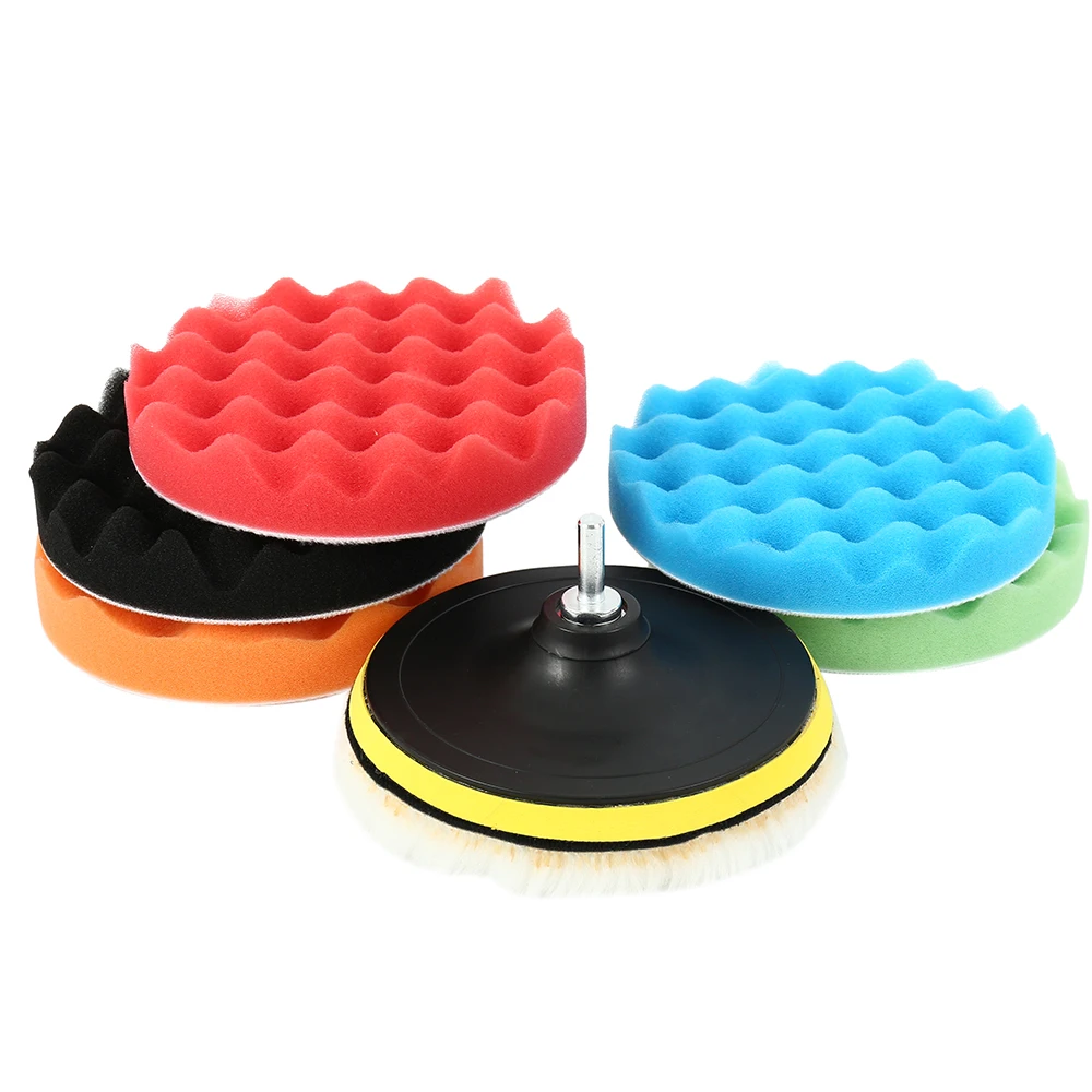 

7pcs/Set 5"/6''/7'' Inch Buffing Sponge Polishing Pad Hand Tool Kit For Car Polisher disc self-adhesive waxing set sponge wheel