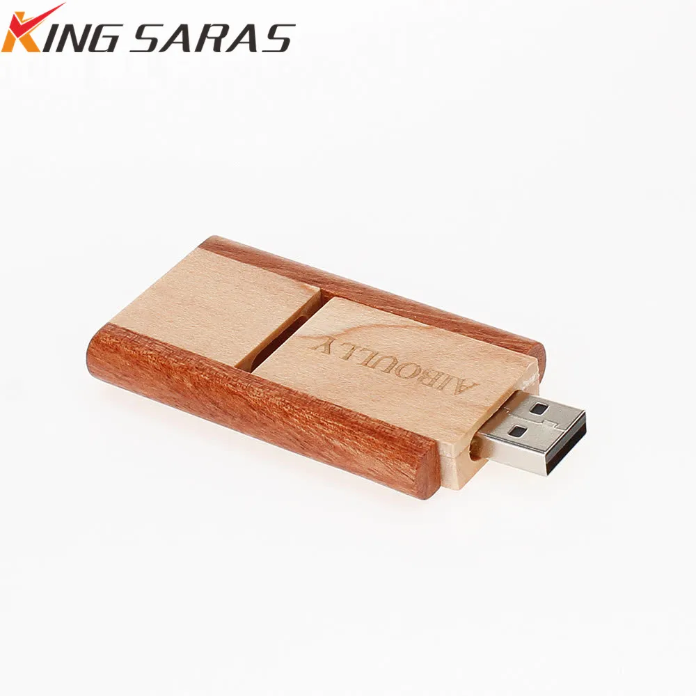 Поворотный деревянный USB флэш-накопитель 128 ГБ 4 ГБ 8 ГБ флеш-накопитель 16 ГБ флеш-накопитель 32 Гб 64 ГБ Usb 2,0 Свадебная индивидуальная Гравировка Логотип компании подарок