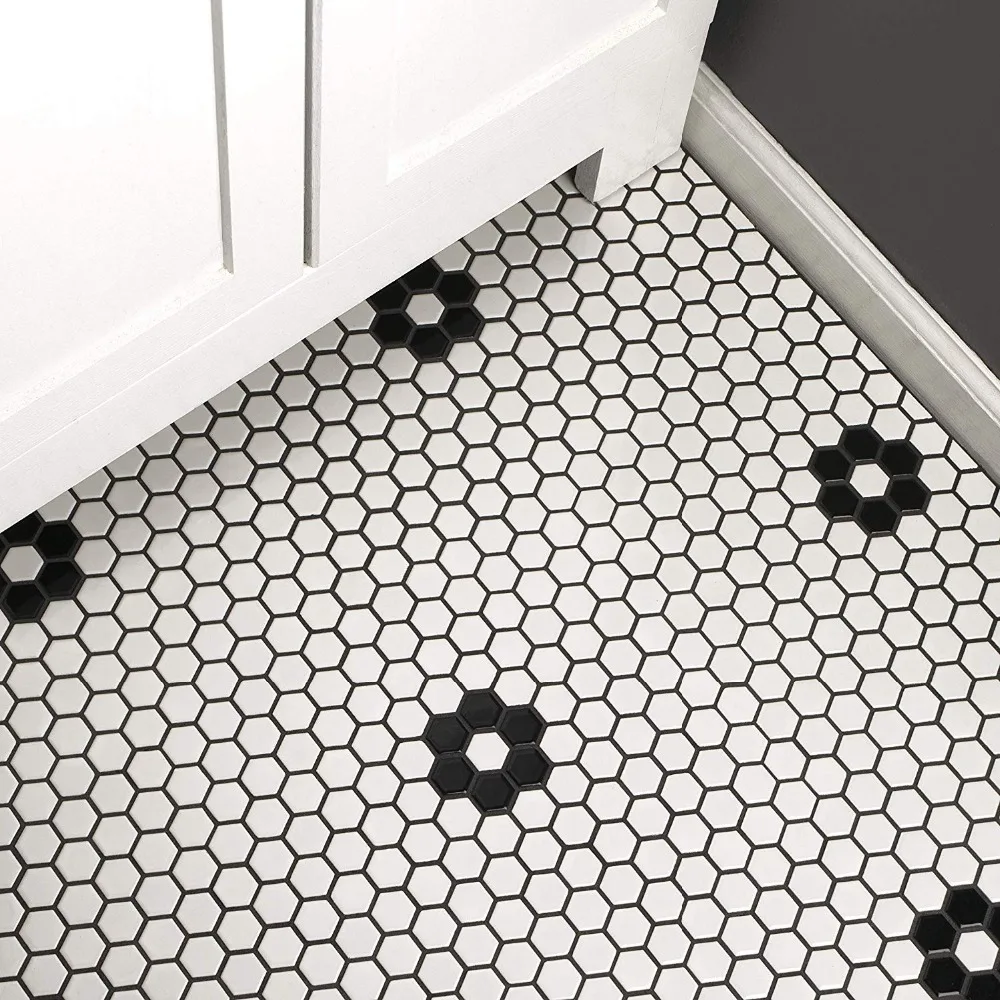 23 мм Глянцевая черно-белая сотовая керамическая мозаичная плитка для кухни, щитка для бассейна, ванной комнаты, напольная плитка, 3D настенная плитка