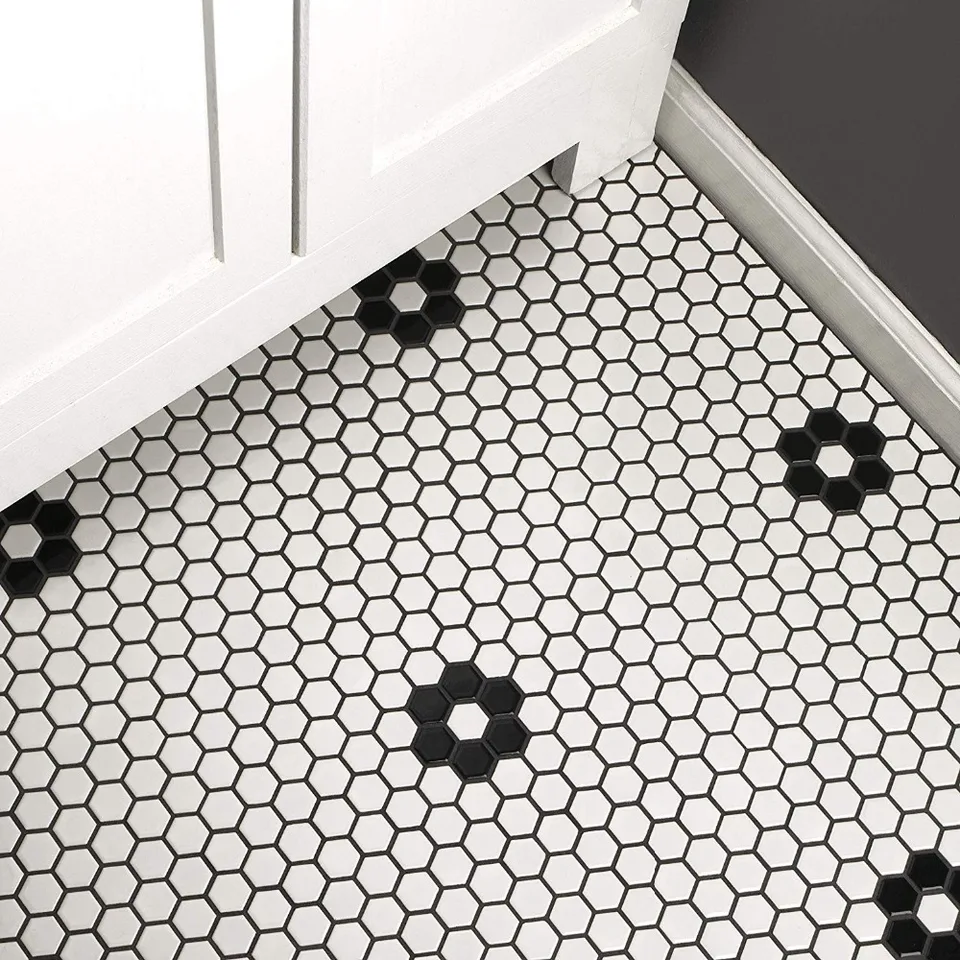 23mm Preto Brilhante Branco Favo De Mel Cerâmica Mosaico Telha 23mm Preto Brilhante Branco Favo De Mel