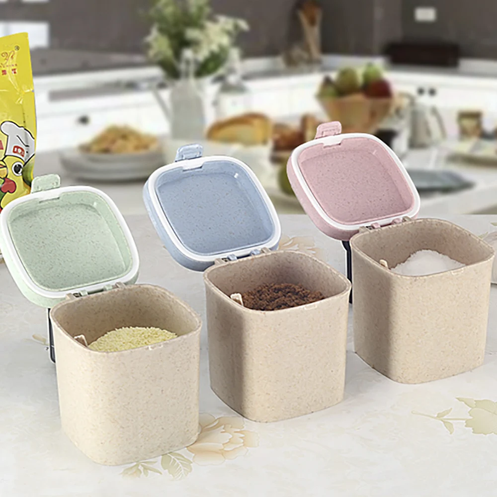 

Letuzi Straw Plastic Multicolor Seasoning Pot Pepper Spice Seasoning Box Salt Sugar Aginomot Storage Box Kitchen Dressing Tools