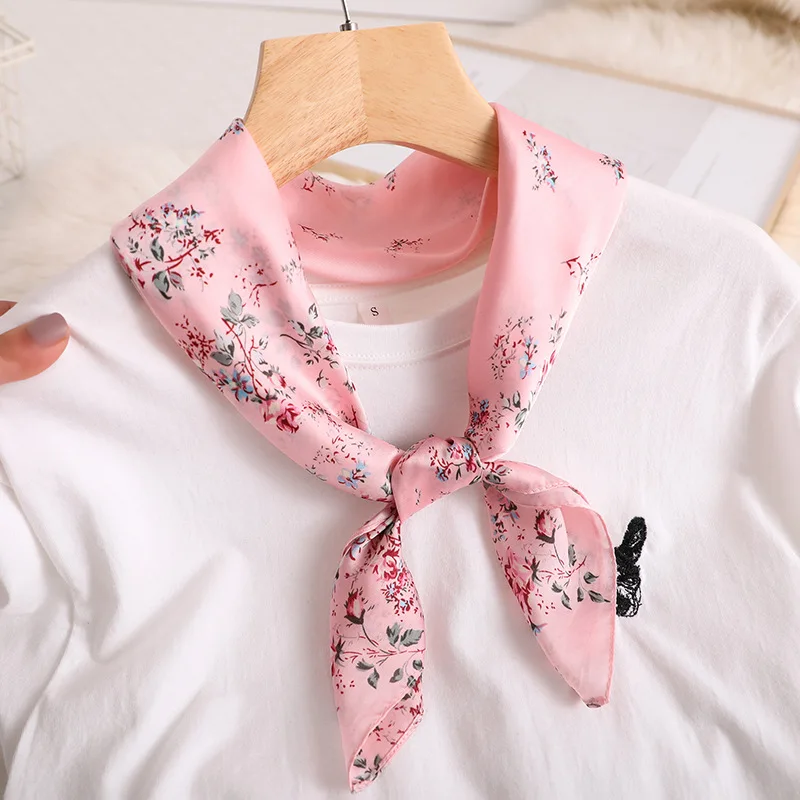 70*70 см, новинка, шелковый шарф, квадратный, для женщин, модный, для работы, шейный платок, весна-лето, декоративные шарфы, маленькие шарфы, подарок для леди - Цвет: W-37 pink