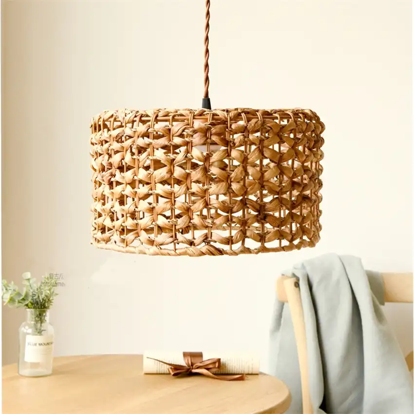 lamparas colgantes de mimbre para decoracion accesorio nordico de mimbre para restaurante tienda de cafe estilo asiatico