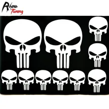 

White The Punisher SKULL PVC Sticker Badge Car Trunk Rear Boot Wind Side Emblem Decal Fit E90 E92 E93 F01 F02 F03 F04 F10
