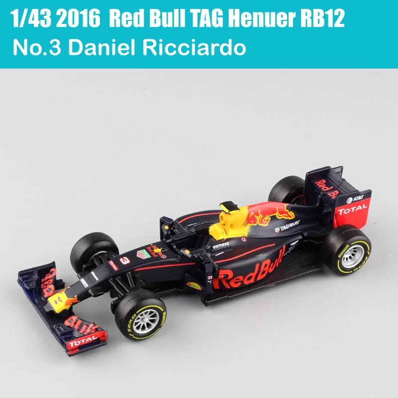 Детские 1:43 весы BBurago Racer RB14 SF71H SF70H Kimi Raikkonen Себастиан Vettel литье под давлением № 3 модели автомобилей, игрушки - Цвет: 2016 RB12 No.3Daniel