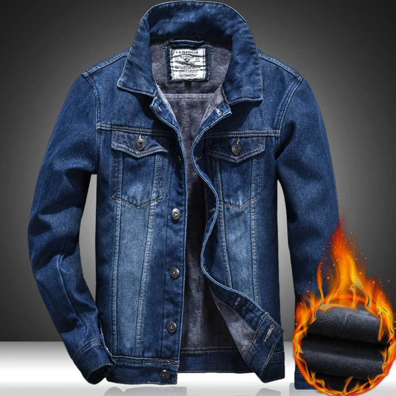 New arrival Men's Winter Fleece Lined Denim Jackets Thick Thermal Jean Jackets And Coats in