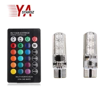 2Pcs / set 5050 SMD RGB LED T10 194 168 W5W car wedge light turn signal indoor dome wedge read light bulb with remote control