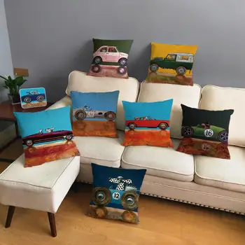 

Cute Cartoon Driving Dalmatian Pillow Case Plush Decor 45*45cm Animal Dog Cushion Cover for Sofa Home Print Throw Pillowcase