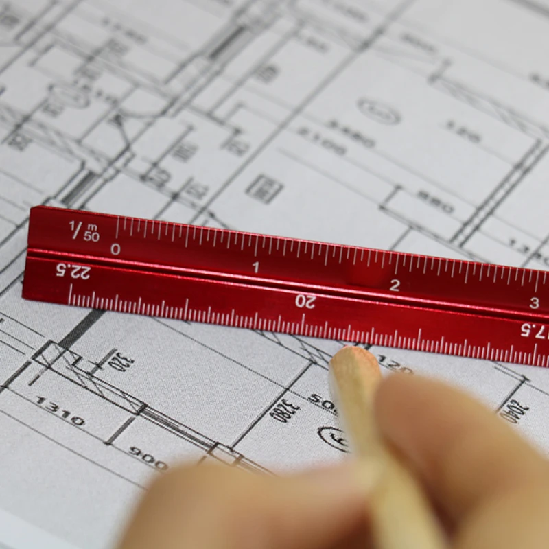 Пачка высокого качества, цветная 30 см Алюминиевая треугольная линейка, алюминиевая 1:20-1: 600 металлическая шкала regua desenho H0046