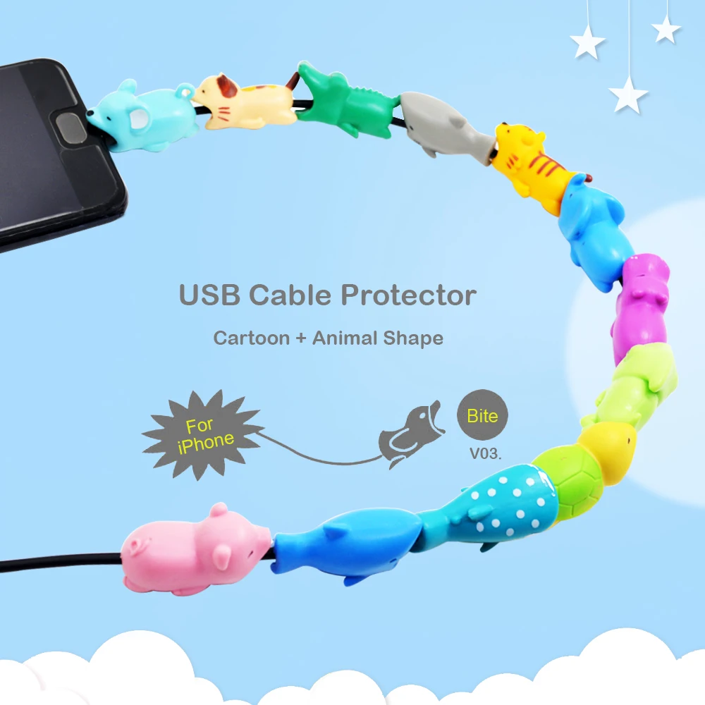 Животное кабель bite для Android USB зарядное устройство данных провода протектор Winder Организатор Chompers Акула тигр держатель мобильного телефона аксессуар