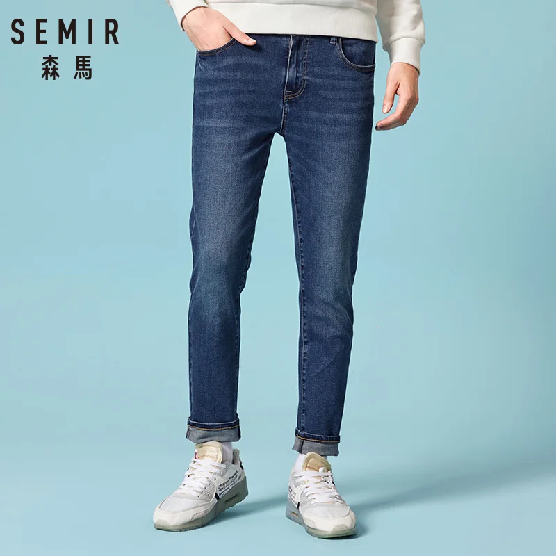 SEMIR Men Winter Blue Jeans Lined Stretch Denim Warm Jeans For Men Designer Slim Fit Brand Pants Jeans Deep Blue SEMIR Men Winter Blue Jeans Lined Stretch Denim Warm Jeans For Men Designer Slim Fit Brand Pants Jeans Deep Blue