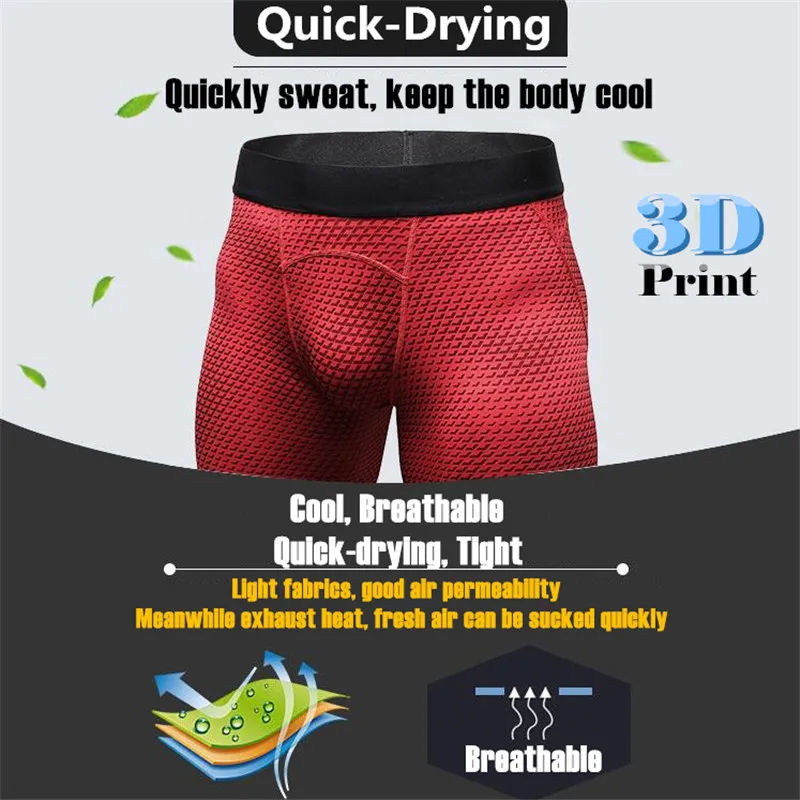 Men Pro Shaper Compression Underwear Shorts 3D Tight T-shirt+Boxers,Cool Elastic Quick-dry Wicking Sport Fitness Trainning Sets