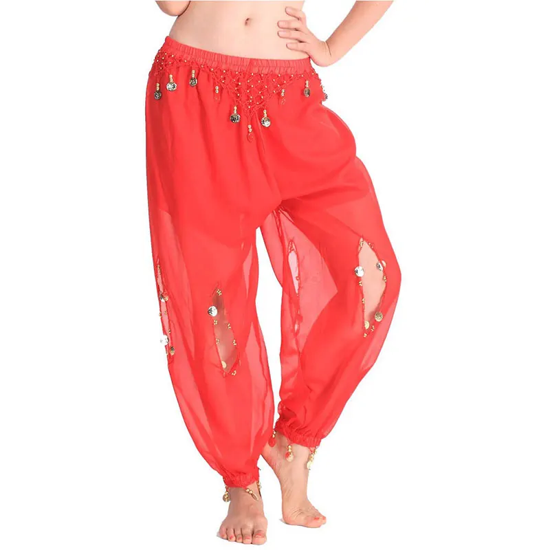 

Belly Dance Pant 2018 Woman Belly Dance Costumes Tribal Lantern Harem Pants Hanging Coins Belly Dance Pants