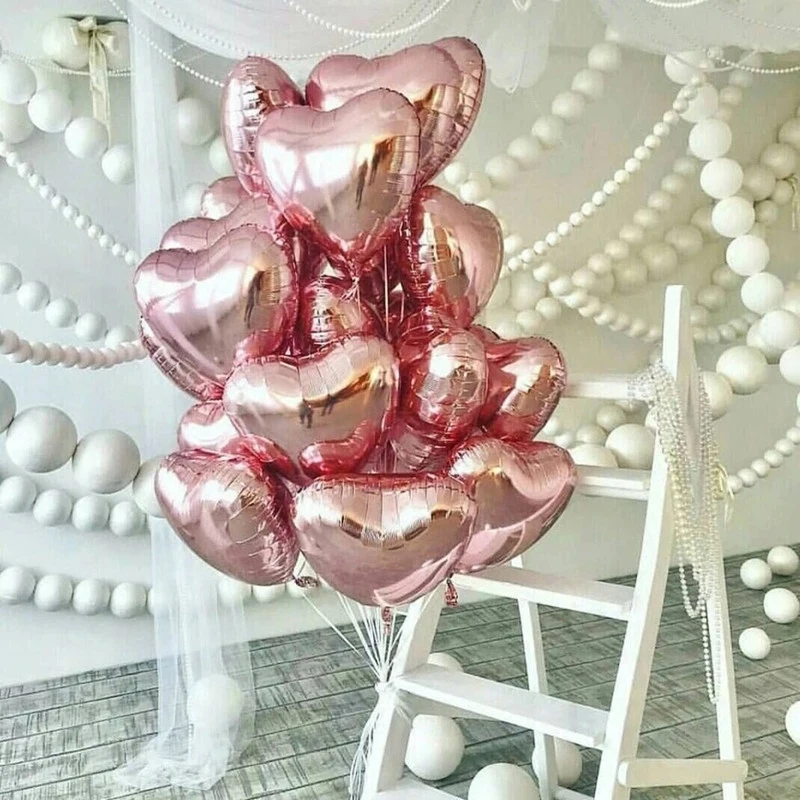 10 unids 18 pulgadas oro rosa amor corazón foil helio Globos decoración de la fiesta de cumpleaños de la boda te amo matrimonio globos orbes suministros