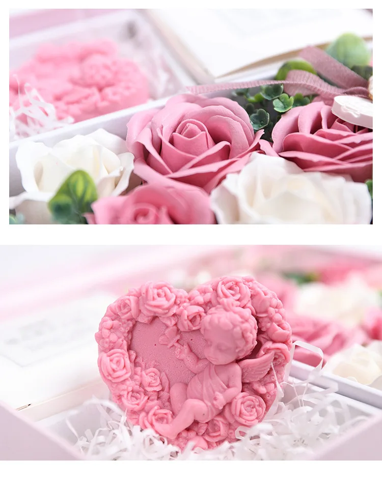 JAROWN Artificial Soap Flower Rose Gift Box Wedding Souvenir Valentine's Day Creative Birthday Novelty Gift Rose Soap Home Decor (15)