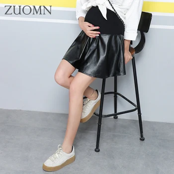 

Maternity Tutu Skirt Maternity Women Short PU Leather Skirts Pregnancy Woman PU Short Skirt Natural Waist A-Line Skirt YL642