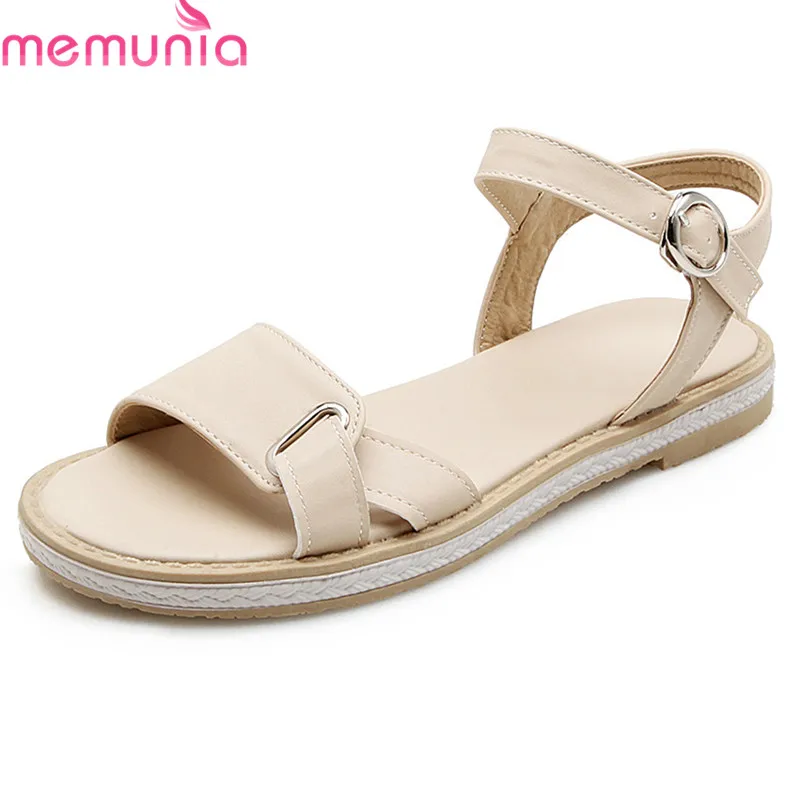 

MEMUNIA 2018 new arrival simple buckle flat sandals big size 33-43 solid pu casual shoes fashion sweet pink summer women shoes
