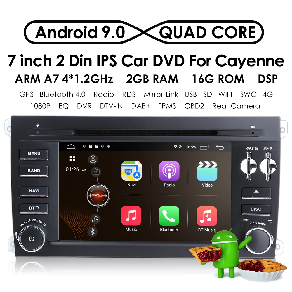 Sale Android 9.0 Car DVD Multimedia Player For Porsche Cayenne 2003 2004 2005 2006 2007 2008 2009 2010 GPS Navigation Radio Head Unit 1