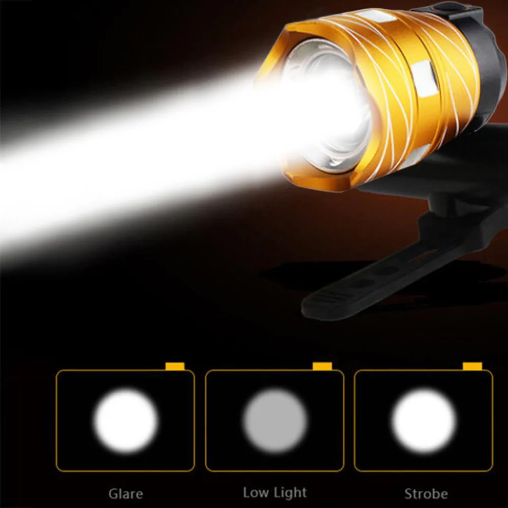 Clearance USB Rechargeable XML T6 LED Bicycle Bike Light Front Cycling Light Head Lamp Gold rechargeable bike light led waterproof A70 2