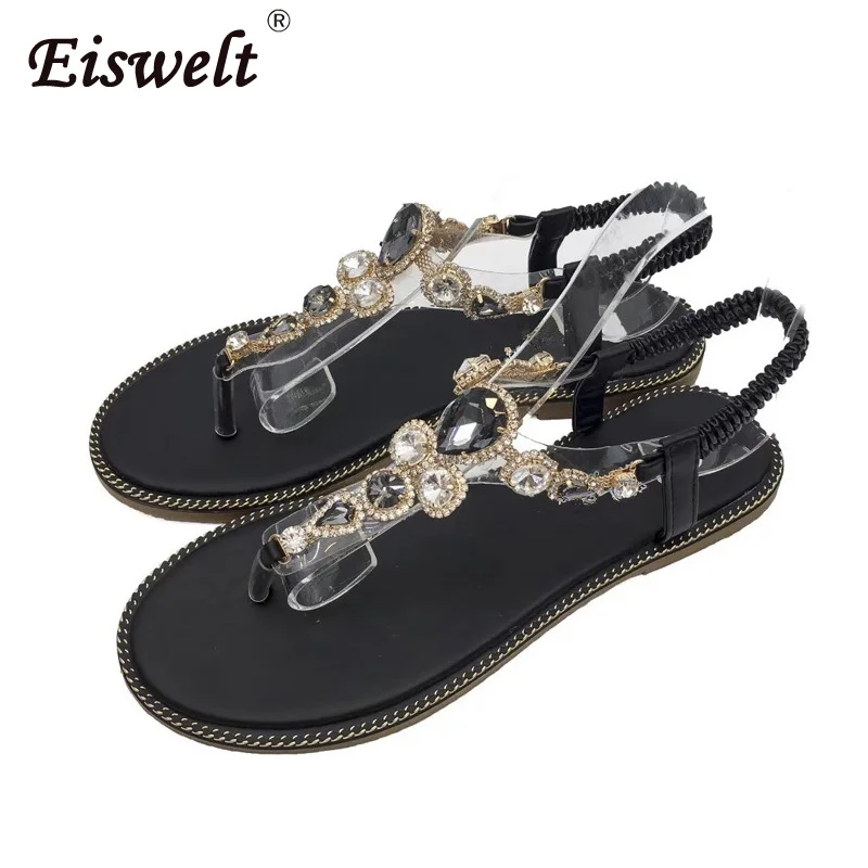 

EISWELT New Women Sandals Summer Fashion Flip Flops Female Sandals Flat Shoes Bohemia Causal Ladies Footwear Solid Women Shoes