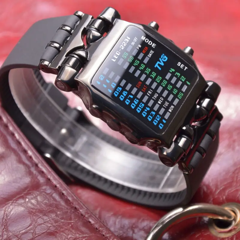 tvg brand men binary digital watch rubber band 3 atm waterproof date how digital watch works
