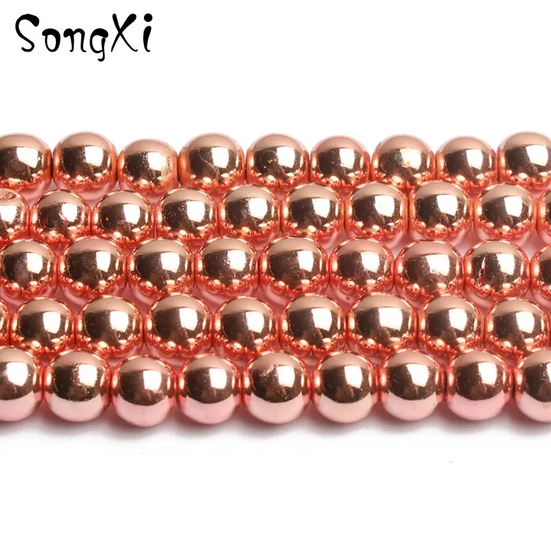

Natural Stone Bead Rose Gold Hematite Round Loose Beads for Jewelry Making Diy Necklace Bracelet Jewelry 4/6/8/10 mm Wholesale
