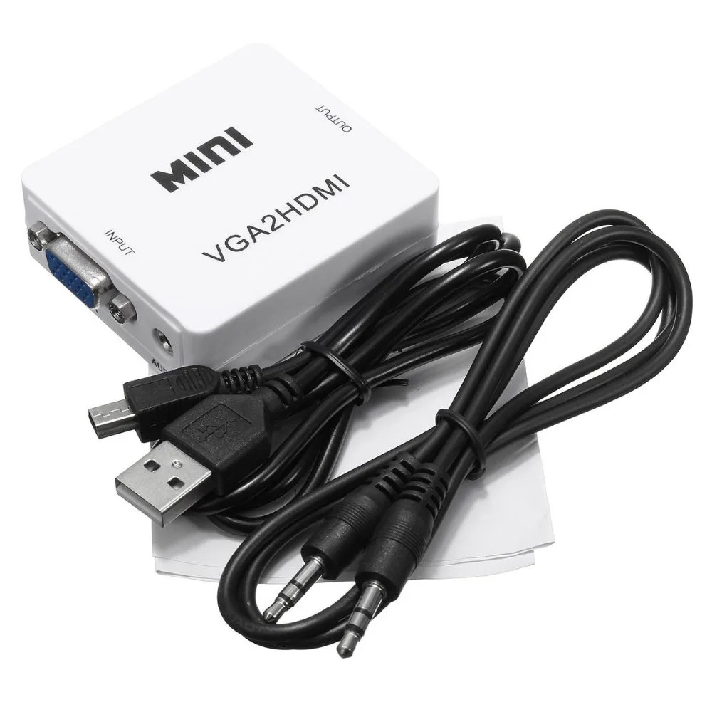 

1080P Mini VGA To HDMI Audio Video Converter Box Adapter For HDTV PC Laptop DVD
