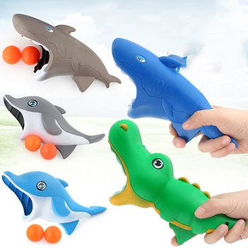 

Cartoon Shark Dolphin Catapult Gun Table Tennis Launch With Two Ball Novelty Toy Mental Exercise Training For Kids Toys hotA