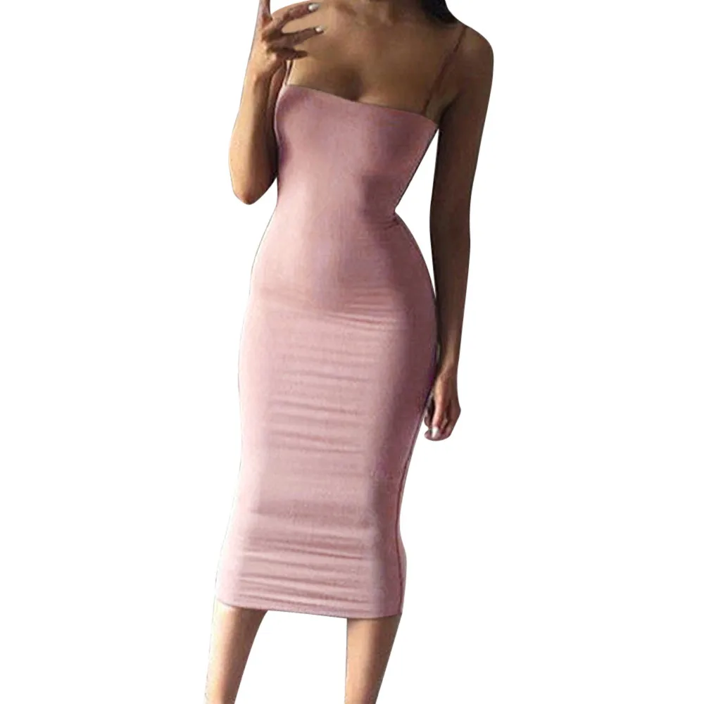 Горячая Распродажа женское облегающее платье тонкое Бандажное платье бодикон платье с высокой талией тонкое однотонное бежевое Повседневное платье Ciasna sukien - Цвет: Pink