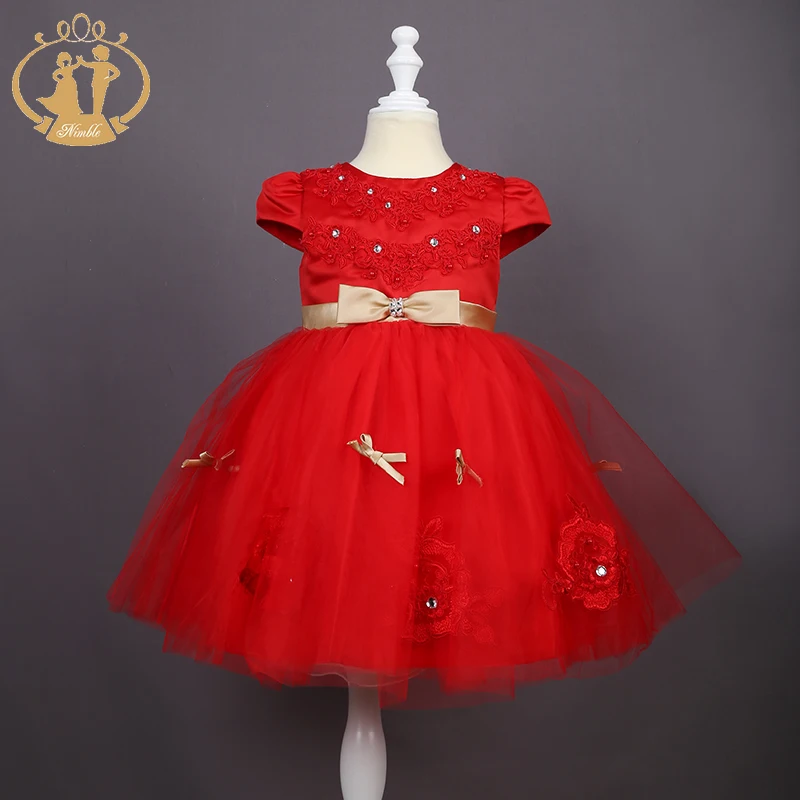 

Nimble dress for girls bow flower appliques wedding evening ball dress vestidos trolls vestidos girls dress baby girl clothes