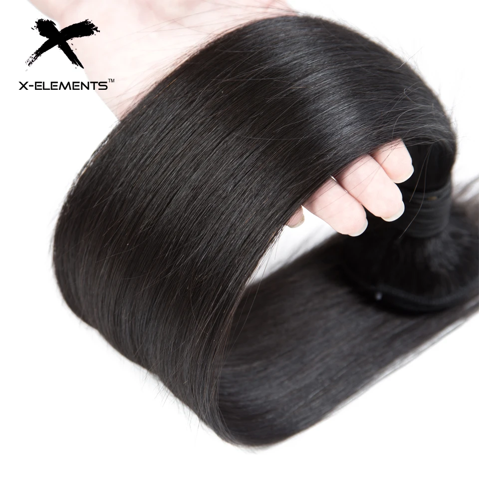 X-Elements Hair 100 Human Hair 3 Bundles Straight Brazilian Hair Weave Bundles Natural Color 8-26 inches Hair Extensions Non-Remy (10)