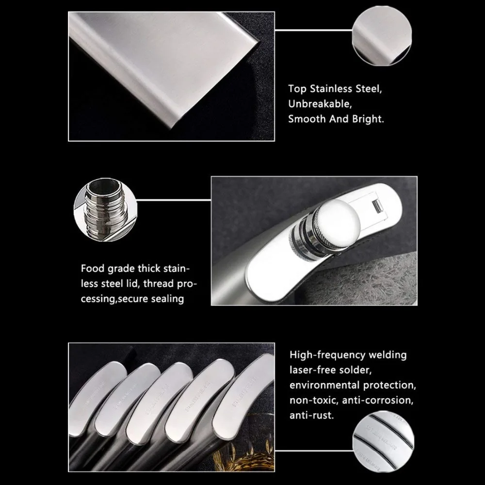 LMETJMA 1 4 5 6 7 8 9 10 oz Stainless Steel Hip Flask with Funnel Pocket Hip Flask Alcohol Whiskey Hip Flask Screw Cap KC0139 BEST SELLERS