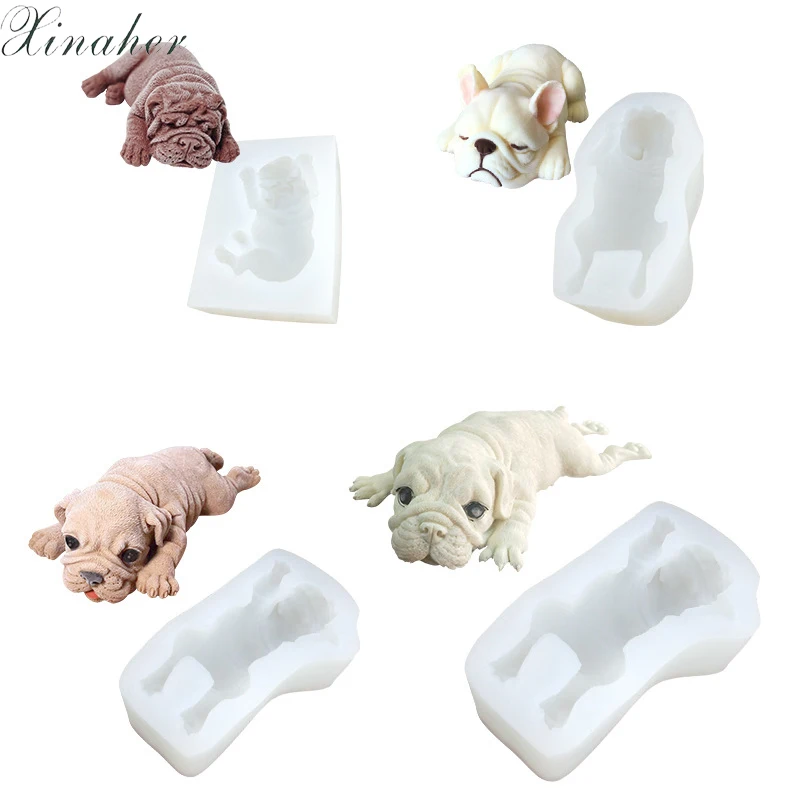 XINAHER silicone molds shar pei 3D soap mold of a puppy mold of the dog molds silicone animals