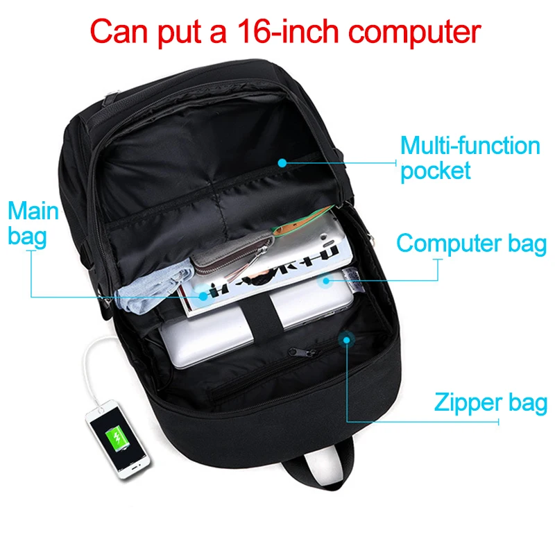 Student School Backpack 3D Luminous Animation USB Charge School bag for Teenager boy anti-theft children's backpack schoolbags