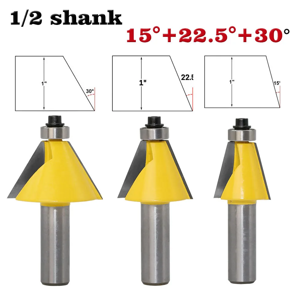 3 шт. 1/" 1/2 хвостовик 30 градусов фаской& конические фреза для отделки кромки бит деревообрабатывающие фрезы Деревообработка Биты