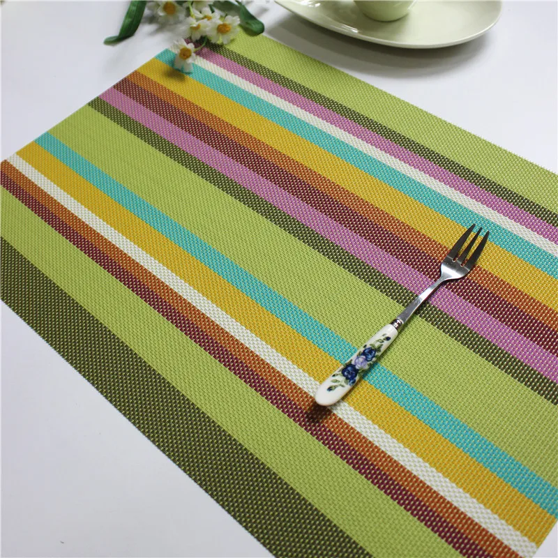 4Pcs/Lot 30*45cm Seven Colorful Dinner Placemats PVC Place Table Mats