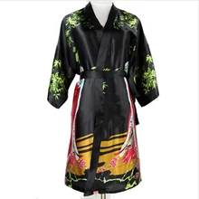 Плюс размер XXXL сексуальный черный китайский женский шелковый халат Национальный белье Ночная рубашка Короткое Ночное белье кимоно банное платье пижамы 011921