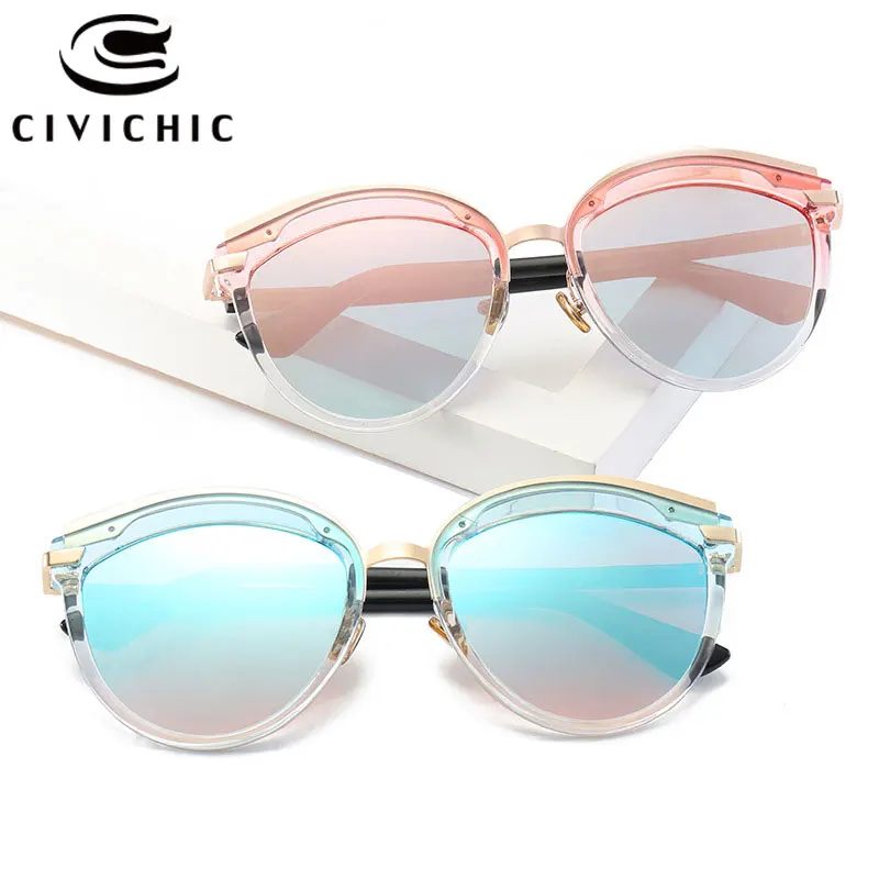 

CIVICHIC New Fashion Women Mirror Coating Sunglasses Retro Cat Eye Oculos De Sol Leopard Streetsnap Trendsetter Gafas UV400 E347