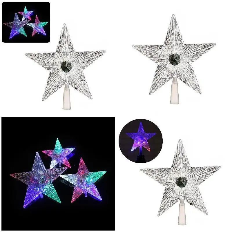 

Christmas Tree Top Star Shiny Xmas Decor Transparent LED Luminous Treetop Stars Christmas Party Festival Ornament TN88