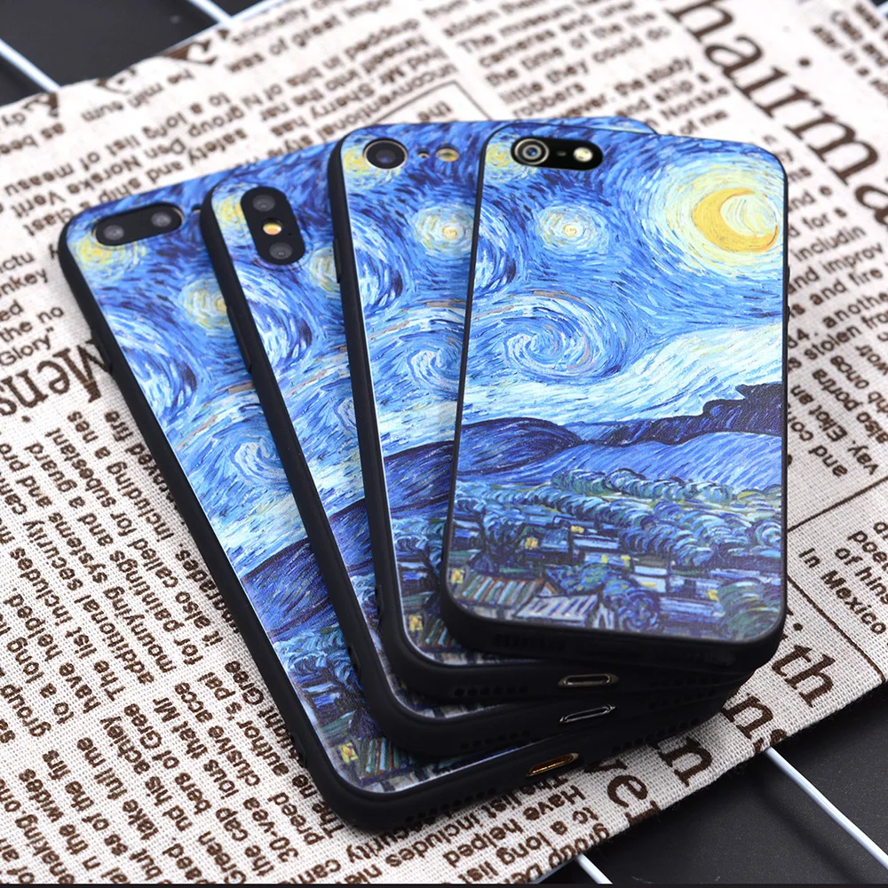 XIX for Funda iPhone X Case 5 5S 6 6S 7 8 Plus X XS Max XR Van Gogh for Cover iPhone 7 Case Soft TPU for Capa iPhone