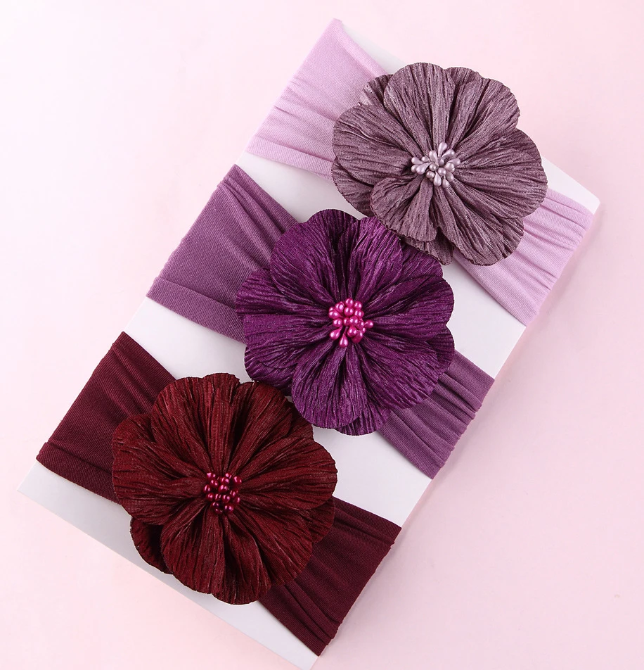 

30pc/lot Soft Wide Nylon Headband Turban,Chiffon Flower Headband Nylon Fabric Turban Headwraps,Children Girls Hair Accessories