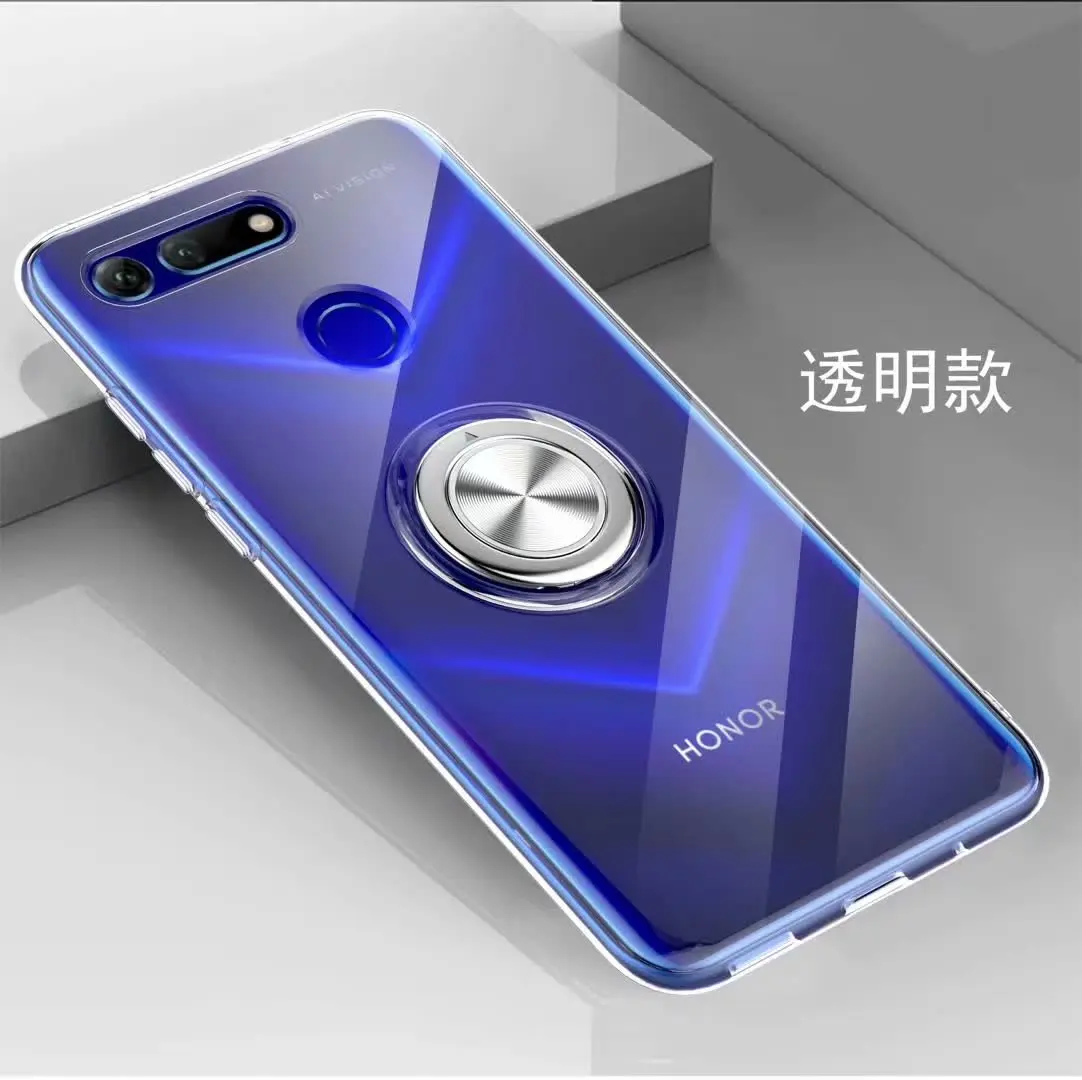 

For Huawei Honor V20 Case With Ring Stand Magnet Soft Transparent Protective Back Cover case for huawei honor view 20 honorV20