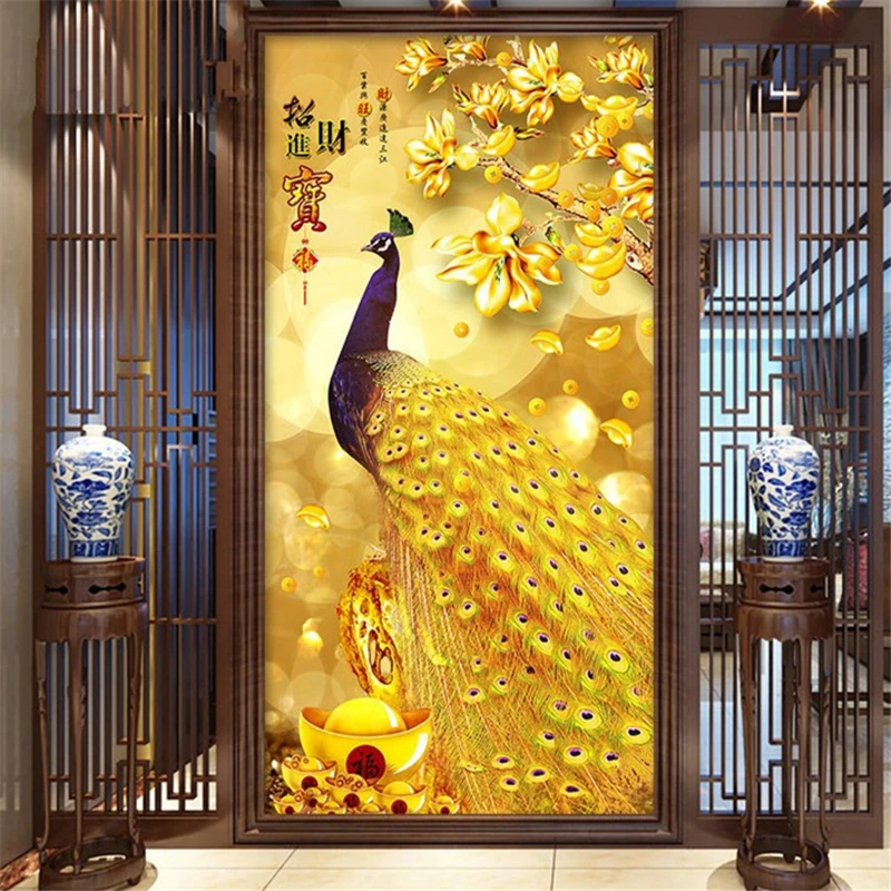New DIY 5D Diamond Painting Animals Cross Stitch Chinese Wealth Peacock  Diamond Embroidery Sale Diamond Mosaic Needlework Craft