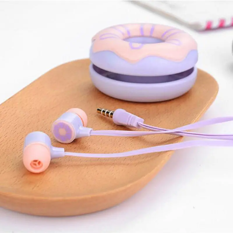 Cute Candy Earphones Headsets 3.5mm in ear earbuds with Wic headsets for iPhone Xiaomi Girls Kid