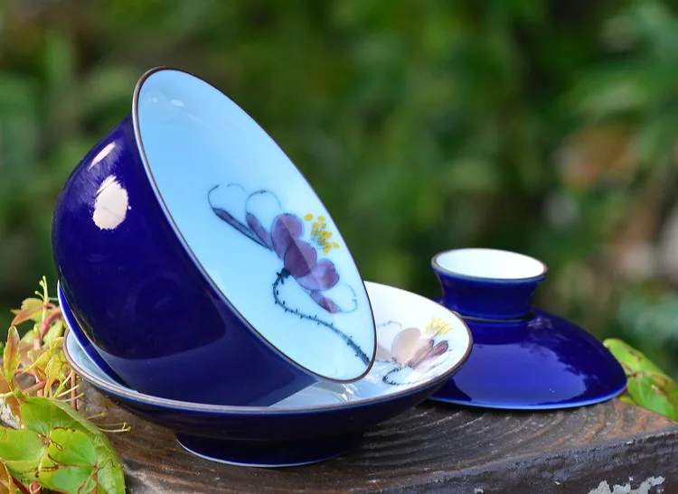 Чайный набор кунг-фу высокотемпературная стойкая стеклянная чашка для чая, гайвань глазурь керамическая чайная кружка с ручной росписью большого размера S