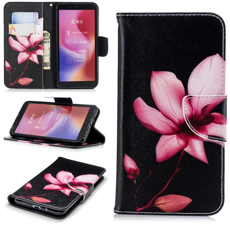 Кожаный чехол книжка с пандой совой бабочкой для Xiaomi Redmi 6A кошелек подставкой 6 Pro