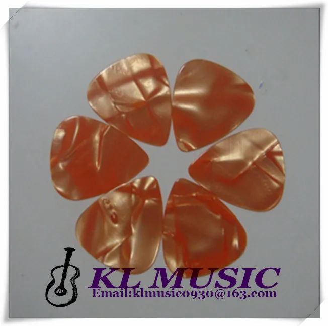 Целлюлоидный плоский выбор тонкой толщины 0,46 мм в перламутровом оранжевом, пустой жемчужный гитарный выбор